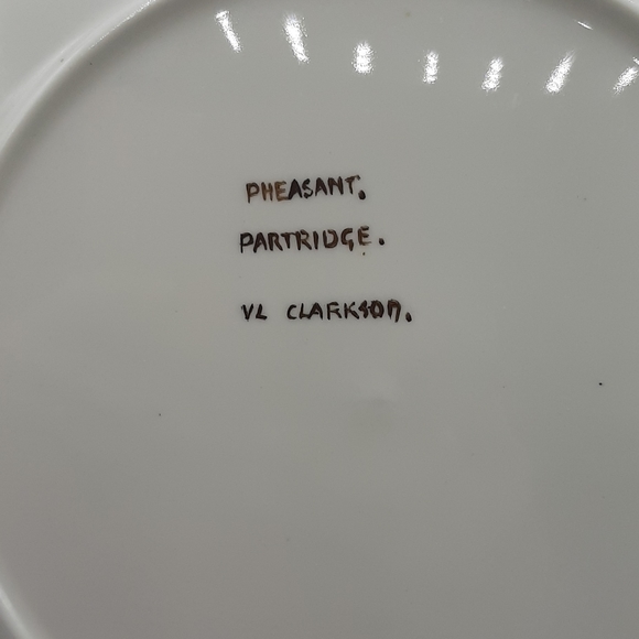 Rare Custom Pheasant & Partridge Display Wall Plate V L Clarkson Hand Painted - Picture 5 of 7